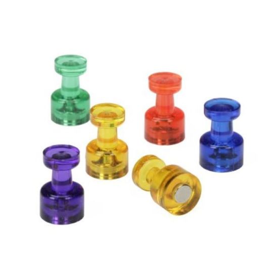 Picture of SKILCRAFT Magnetic Push Pins, 3/8in, Assorted Colors, Pack Of 5 Pins (AbilityOne 7510-01-687-5678)