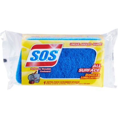 Picture of S.O.S All Surface Scrubber Sponge - 4.5in Height x 2.5in Width x 0.9in Depth - 4200/Pallet - Cellulose, Scrim - Blue