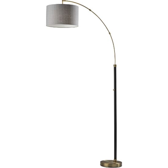 Picture of Adesso Bergen Arc Lamp, 73-1/2inH, Gray Shade/Antique Brass Base