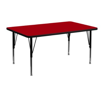 Picture of Flash Furniture 48in Rectangular Thermal Laminate Activity Table With Short Height-Adjustable Legs, Red