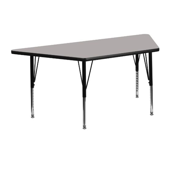 Picture of Flash Furniture 47inW Trapezoid HP Laminate Activity Table With Short Height-Adjustable Legs, Gray