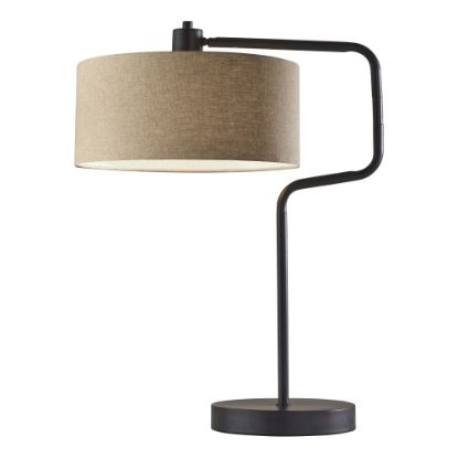 Picture of Adesso Jacob Swing-Arm Table Lamp, 25-1/2inH, Natural Shade/Antique Bronze Base