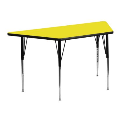 Picture of Flash Furniture 47inW Trapezoid HP Laminate Activity Table With Standard Height-Adjustable Legs, Yellow