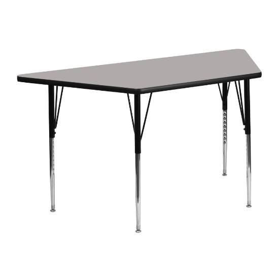 Picture of Flash Furniture 47inW Trapezoid HP Laminate Activity Table With Standard Height-Adjustable Legs, Gray