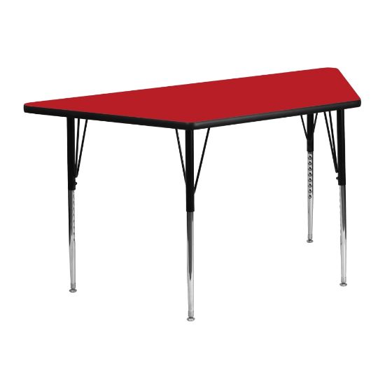 Picture of Flash Furniture 47inW Trapezoid HP Laminate Activity Table With Standard Height-Adjustable Legs, Red