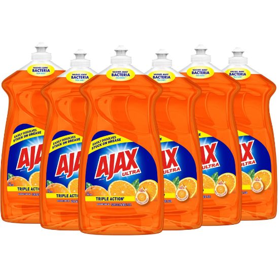 Picture of AJAX Triple Action Orange Dish Liquid - 52 fl. oz. Bottles - Liquid - 52 fl oz (1.6 quart) - 6 / Carton - Orange