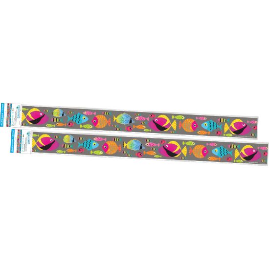 Picture of Barker Creek Double-Sided Straight-Edge Border Strips, Kai Ola Tropical Fish, 3in x 35in, Set Of 24 Strips