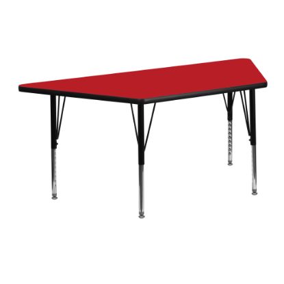 Picture of Flash Furniture 47inW Trapezoid HP Laminate Activity Table With Short Height-Adjustable Legs, Red