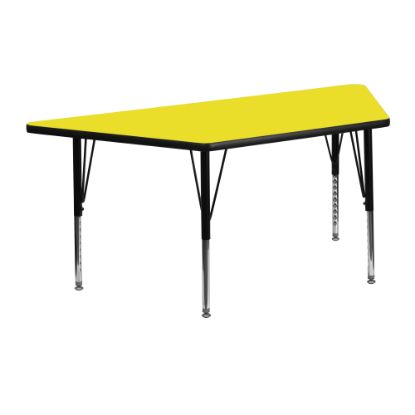 Picture of Flash Furniture 47inW Trapezoid HP Laminate Activity Table With Short Height-Adjustable Legs, Yellow