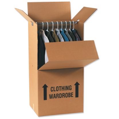 Picture of Partners Brand Corrugated Wardrobe Moving Boxes, 24in x 20in x 46in, Kraft Pack Of 5