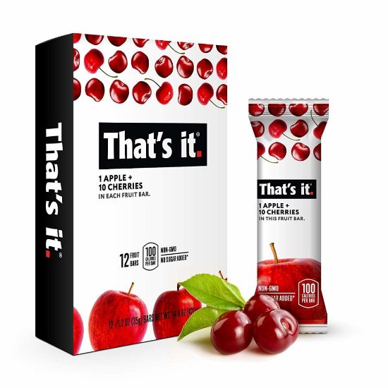 Picture of Thats It Fruit Bars, Gluten-Free Apple + Cherry, 1.2 Oz, Pack Of 12 Bars