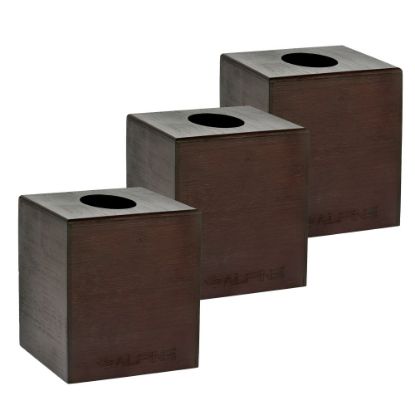 Picture of Alpine Wooden Tissue Box Covers, 6-1/4in x 5-1/2in x 5-1/2in, Espresso, Pack Of 3 Covers