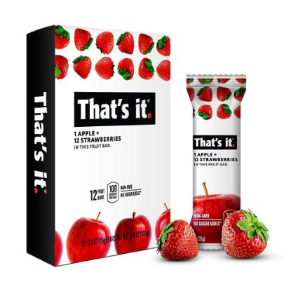 Picture of Thats It Fruit Bars, Gluten-Free Apple + Strawberry, 1.2 Oz, Pack Of 12 Bars