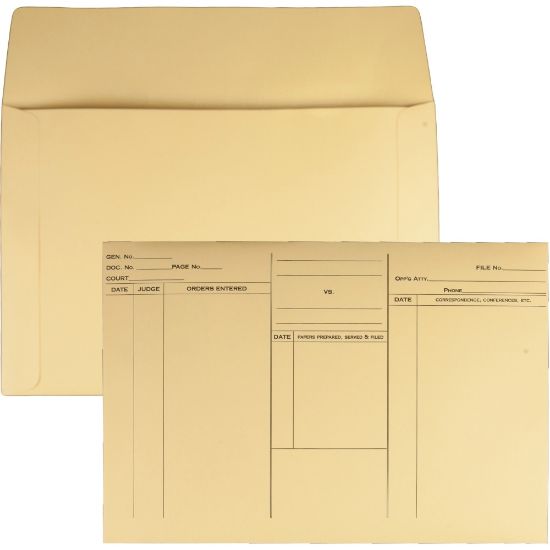 Picture of Quality Park Attorneys File Style Fold Flap Envelope - Document - 14 3/4in Width x 10in Length - 100 / Box - Buff