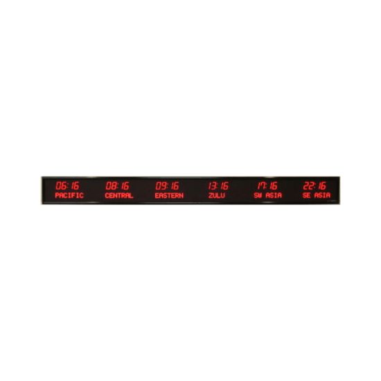 Picture of BRG Precision Products 6610J LED 6-Zone Digital World Time Zone Clock, 8 1/4inH x 78 1/4inW x 2 1/4inD, Black