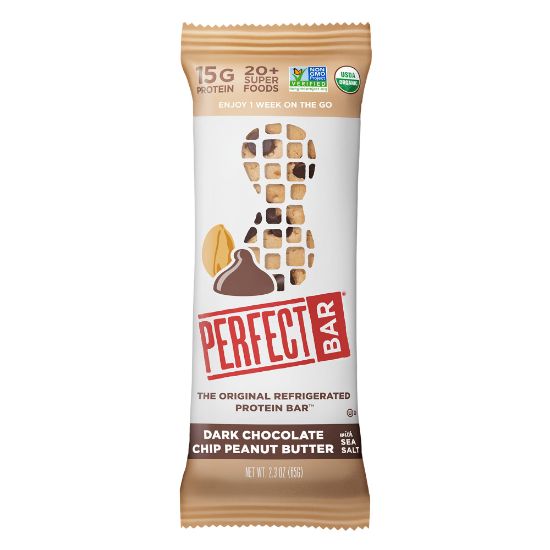 Picture of Perfect Bar Protein Bars, Dark Chocolate Peanut Butter, 2.3 Oz, Pack Of 16 Bars