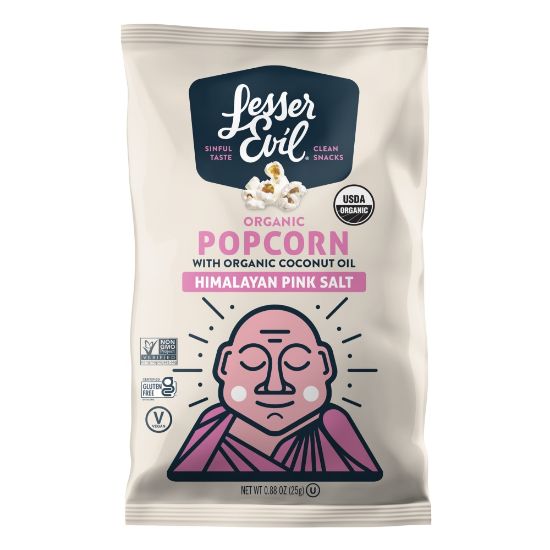 Picture of LesserEvil Organic Popcorn, Himalayan Pink, 0.88 Oz, Pack Of 18 Bags