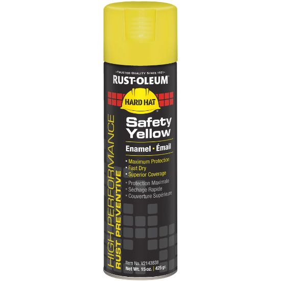 Picture of Rust-Oleum Hard Hat High Performance V2100 System Rust Preventive Enamel Spray Paint, 15 Oz, Gloss Safety Yellow, Case Of 6 Cans