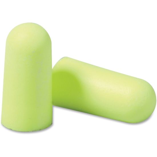 Picture of E-A-R Noise Protection Polyurethane Foam Disposable Uncorded Earplugs, Neon Yellow, Box Of 200 Earplugs