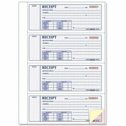 Picture of Rediform Hardbound Money Receipt Book, 3-Part, Carbonless, 2-3/4in x 7in, Book Of 200 Sheets