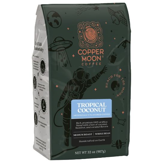 Picture of Copper Moon Coffee Whole Bean Coffee, Tropical Coconut, 2 Lb Per Bag, Carton Of 4 Bags