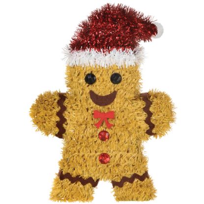 Picture of Amscan Christmas Small Tinsel 6-Piece 3D Gingerbread, 5-3/4inH x 4-1/2inW x 1-1/4inD, Brown