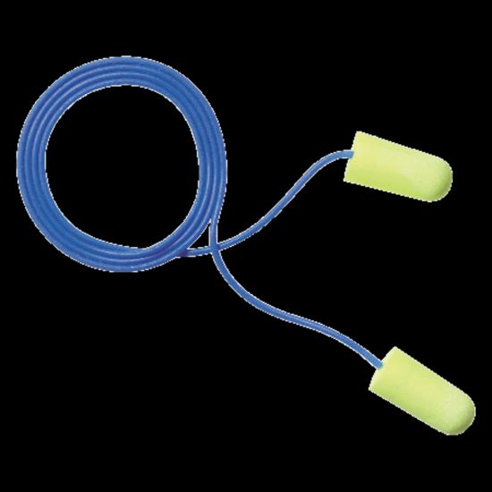 Picture of 3M soft Yellow Neons Corded Earplugs - Noise Protection - Yellow - Comfortable, Disposable, Corded, Noise Reduction - 200 / Box