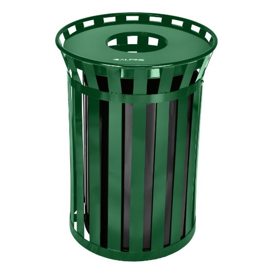 Picture of Alpine Industries Outdoor Metal Waste Receptacle, 38 Gallons, Green