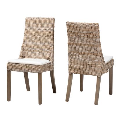 Picture of bali & pari Toby Modern Bohemian Dining Chairs, White/Graywash/Brown, Set Of 2 Chairs