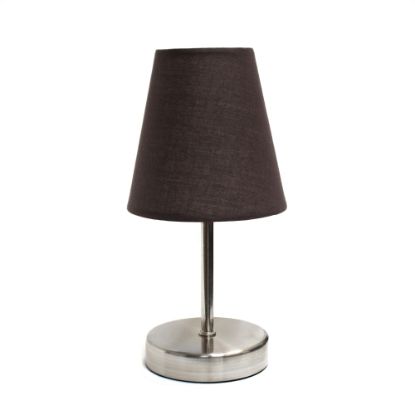 Picture of Simple Designs Mini Basic Table Lamp, 10-1/2inH, Brown Shade/Sand Nickel Base