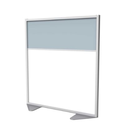 Picture of Ghent Floor Partition With Aluminum Frame, 53-7/8inH x 48inW x 2inD, White/Silver