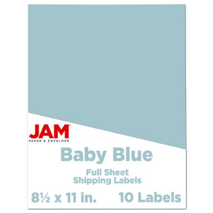 Picture of JAM Paper Full-Page Mailing And Shipping Labels, 337628606, 8 1/2in x 11in, Baby Blue, Pack Of 10