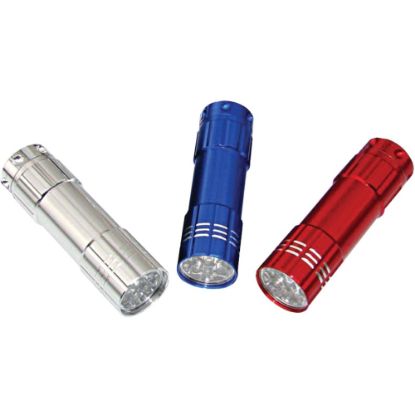 Picture of Dorcy 41-3246 9 LED Aluminum Flashlight, Red, Blue, Silver, Pack Of 3