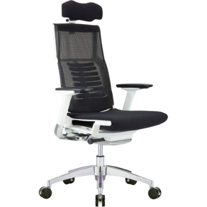 Picture of Raynor Powerfit Erognomic Fabric High-Back Executive Office Chair, White/Black