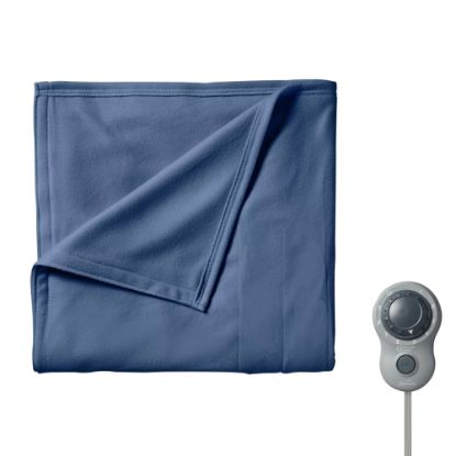 Picture of Sunbeam Full-Size Electric Fleece Heated Blanket, 72in x 84in, Blue