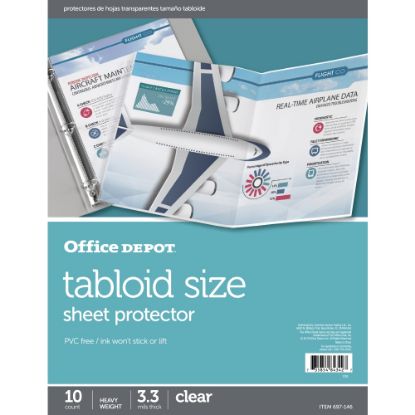 Picture of Office Depot Brand Tabloid-Size Sheet Protectors, 11in x 17in, Clear, Pack Of 10