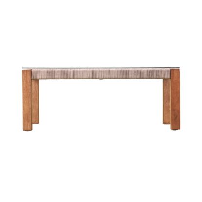 Picture of SEI Furniture Brendina Outdoor Glass-Top Cocktail Table, 15-3/4inH x 39-1/2inW x 23-3/4inD, Natural