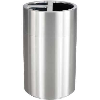 Picture of Safco Triple Recycling Receptacle - 40 gal Capacity - Removable Lid, Durable, Long Lasting - 34in Height x 20in Diameter - Aluminum - Stainless Steel - 1 Each