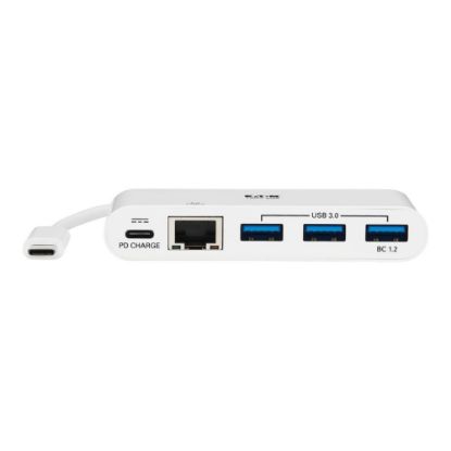 Picture of Eaton Tripp Lite series 3-Port USB-C hub w/ Gigabit ethernet GbE, USB-C Charging USB Type C USB 3.1 Hub - Hub - 3 x USB 3.1 - desktop