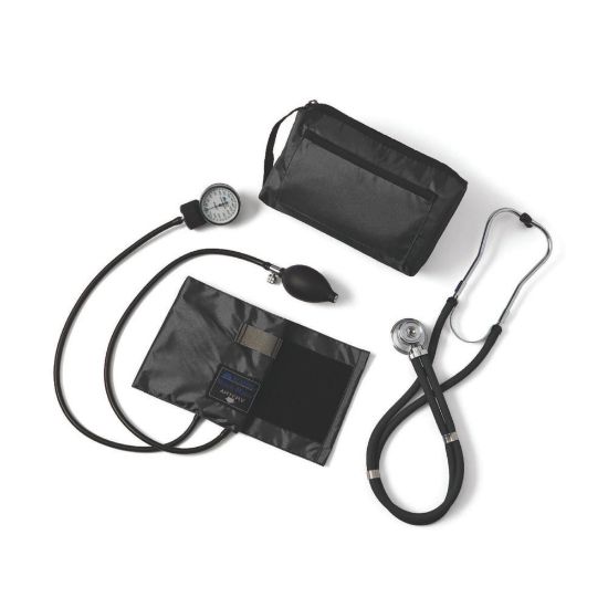 Picture of Medline Compli-Mates Handheld Aneroid Sphygmomanometer And Stethoscope Kit, Adult, Black