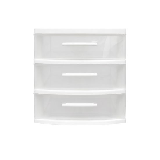 Picture of Inval 3-Drawer Storage Cabinet, 6-5/16in x 6-15/16in, Clear/White