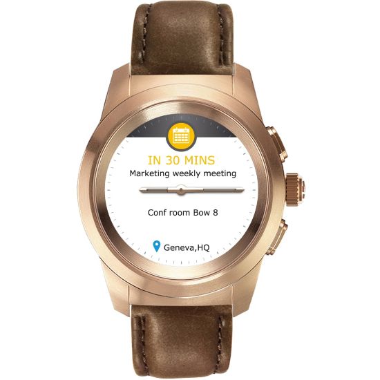 Picture of MyKronoz ZeTime Premium Hybrid Smartwatch, Petite, Brushed Pink Gold/Brown Vintage Leather, KRZT1PP-BPG-BWLEA