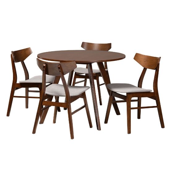 Picture of Baxton Studio Timothy Dining Set, 29-1/2inH x 39-7/16inW x 39-7/16inD, Light Gray/Walnut Brown