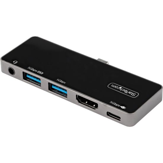 Picture of StarTech USB C Multiport Adapter, USB-C to 4K 60Hz HDMI, 100W PD Pass-Through, 3xUSB, Audio, USB-C Mini Dock, Portable USB Type-C Dock