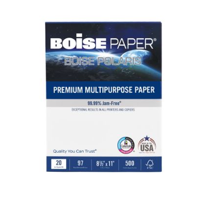 Picture of Boise POLARIS Premium Multi-Use Printer & Copy Paper, 1 Ream, White, Letter (8.5in x 11in), 500 Sheets Per Ream, 20 Lb, 92 Brightness, FSC Certified