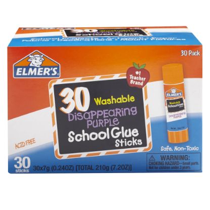 Picture of Elmers Glue Stick Classroom Pack, Purple, Box Of 30