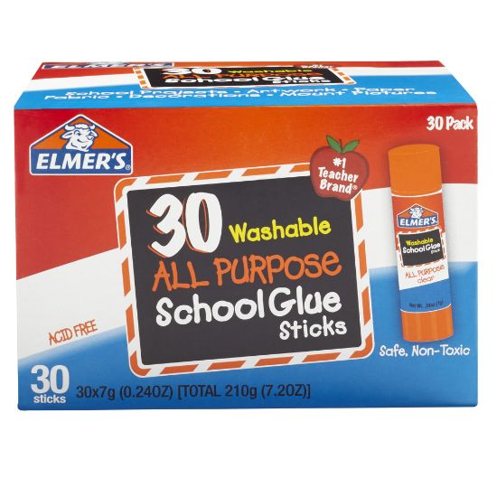 Picture of Elmers Glue Stick Classroom Pack, All-Purpose Clear, Box Of 30