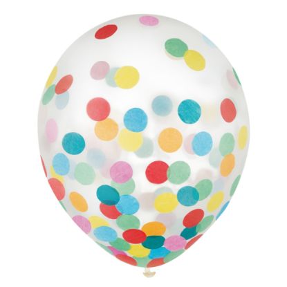 Picture of Amscan 12in Confetti Balloons, Multicolor, 6 Balloons Per Pack, Set Of 4 Packs