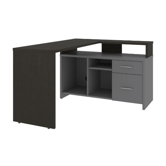 Picture of Bestar Equinox 57inW L-Shaped Corner Desk, Deep Gray/Slate