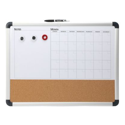 Picture of Realspace Magnetic Dry-Erase Whiteboard/Cork Calendar Board, 18in x 24in, Silver Aluminum Frame